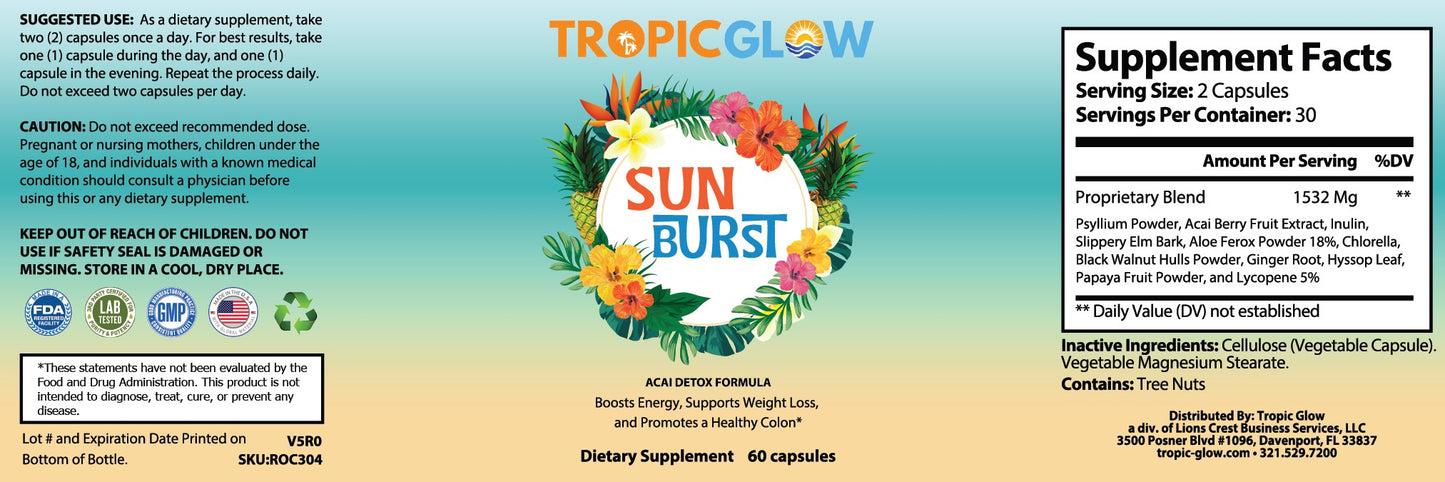 Sun Burst with Acai | Natural Detox Formula - Backordered - ETA 1-2 weeks
