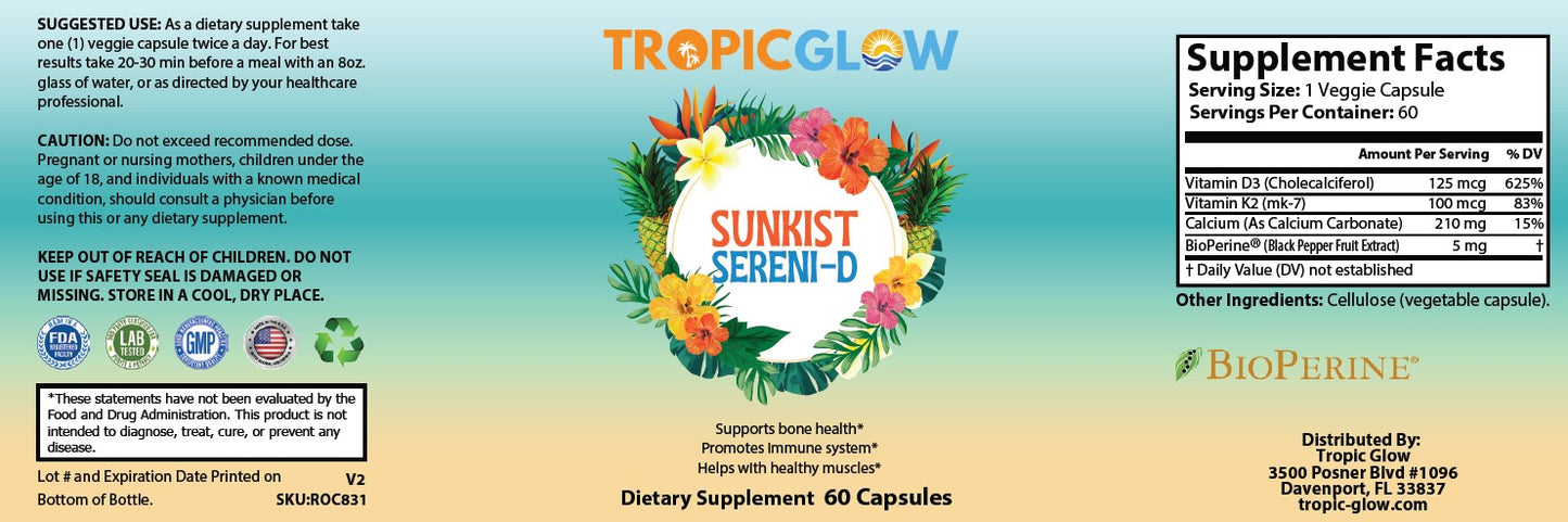 Sunkist Sereni-D | Vitamin D3-K2 Formula