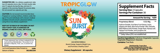 Sun Burst with Acai | Natural Detox Formula - Backordered - ETA 1-2 weeks
